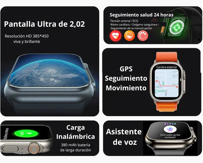 SMARTWATCH ULTRA PRO 2 CON CORREA COLOR NEGRO Y ENCHUFE DE REGALO